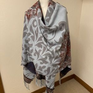 Desigual over size poncho, reversible, blue